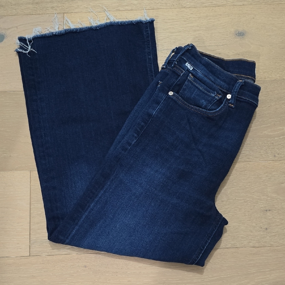 Citizens Of Humanity Cropped Wide Leg Deep Blue Jeans